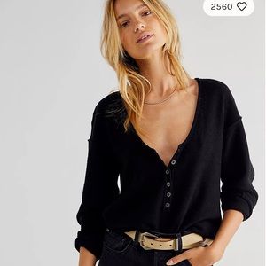 NWT FREE PEOPLE CASHMERE SWEATER NIMBUS CASHMERE HENLEY